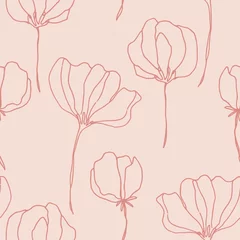 Wall murals One line Floral seamless pattern with beautiful vintage flowers