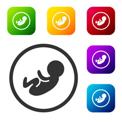 Black Baby icon isolated on white background. Set icons in color square buttons. Vector.