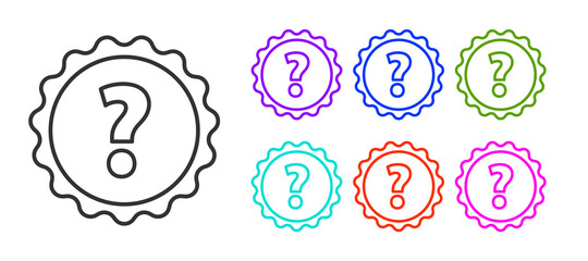 Black line Question mark icon isolated on white background. FAQ sign. Copy files, chat speech bubble and chart. Set icons colorful. Vector Illustration.