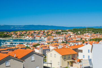 Naklejka na ściany i meble Town of Cres on the island of Cres in Croatia, Adriatic seascape