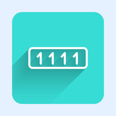 White line Password protection and safety access icon isolated with long shadow. Security, safety, protection, privacy concept. Green square button. Vector Illustration.