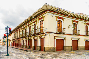 Ecuador, in the City of Cuenca. Typical house in colonial style. 