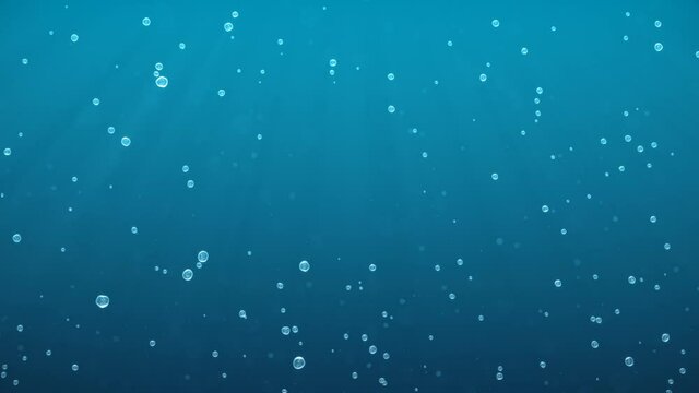 Underwater air bubbles rising towards surface scuba diving blue looping background

