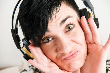 Woman pull a face