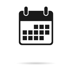 Calendar icon, date event symbol isolated on white background. Vector web button