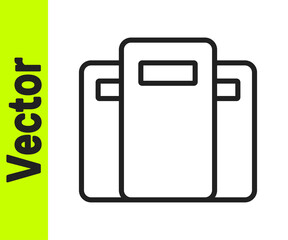 Black line Police assault shield icon isolated on white background. Vector.