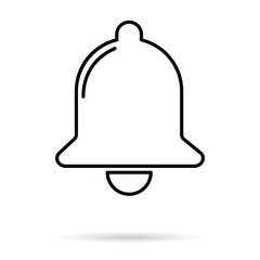 Bell alert icon isolated on white background, black alarm vector illustration symbol, ring web signal