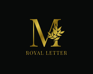luxury decorative vintage golden royal letter M