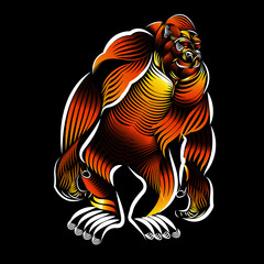 gorilla line art new style