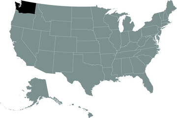 Fototapeta na wymiar Black location map of US federal state of Washington inside gray map of the United States of America