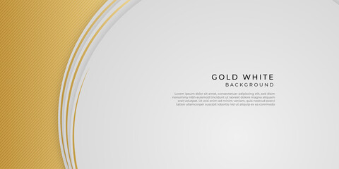 Gold white abstract islamic presentation background with golden lines and circles