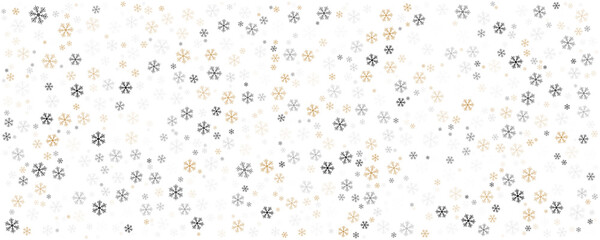 Gold white christmas background with snowflakes and star. Vector illustration doodle seamless pattern