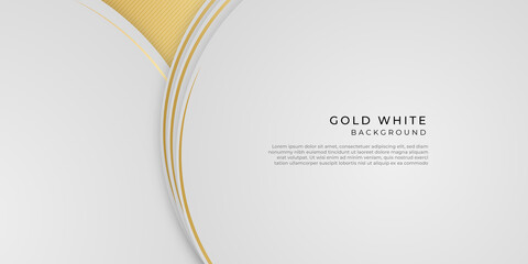 Gold white abstract islamic presentation background with golden lines and circles