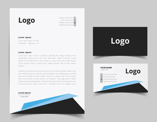 Letterhead template design and business card set design. corporate style set for business. full vector file