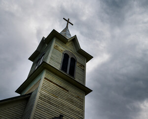 Historic Church on South Dakota Plains with Dramatic sky