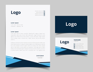 Letterhead template design and business card set design. corporate style set for business. full vector file