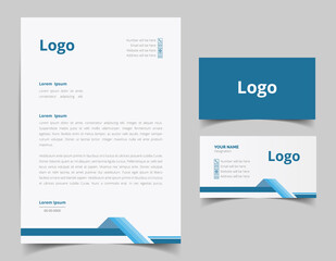 Letterhead template design and business card set design. corporate style set for business. full vector file