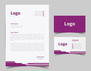 Letterhead template design and business card set design. corporate style set for business. full vector file