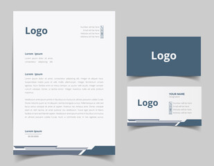 Letterhead template design and business card set design. corporate style set for business. full vector file