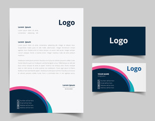 Letterhead template design and business card set design. corporate style set for business. full vector file