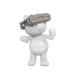 cute bear is playing with vr