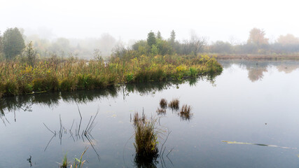Whitefish Island Indian Reserve in Sault Ste Marie, Ontario on a foggy morning
