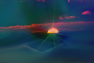 abstrakcyjny koloryzowany widok na zachód słońca