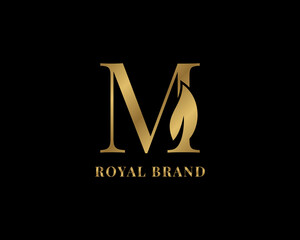 vintage leaf decorative letter M