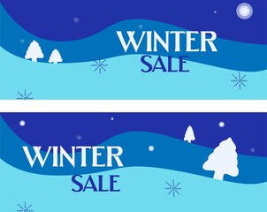 Fototapeta na wymiar winter sale banner set, social media cover template
