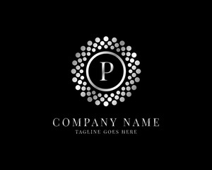 elegant circle letter P logo template