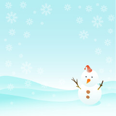 雪だるまと雪景色のベクター 画像