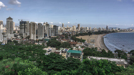 view of the promenade of Marine DriveM from Walkeshwar, Mumbai