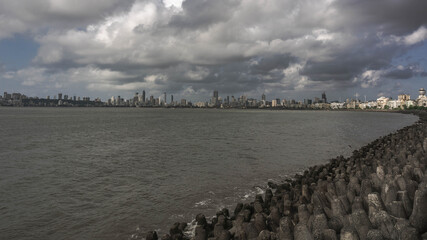 view of the promenade of Marine DriveM from Walkeshwar, Mumbai