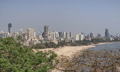 view of the promenade of Marine DriveM from Walkeshwar, Mumbai