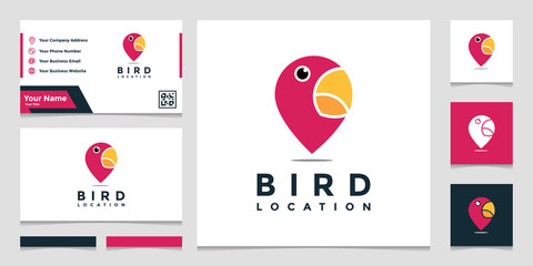 elegant and colorful bird location logo with business card design