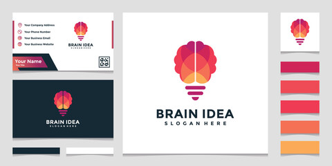 Elegant and colorful creative brain idea with business card design