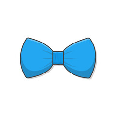 Blue Bow Tie Vector Icon Illustration. Clothing Accessories Flat Icon