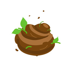 The turd is brown in color, very smelling, with green leaves. Icon. Vector illustration