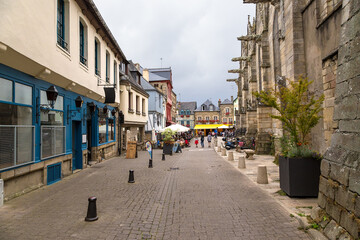Obraz premium Josselin, France. Vierges street view