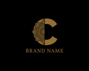 letter C mandala royal vintage decorative logotype