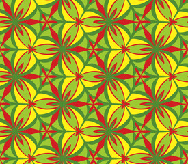 Geometric seamless pattern, red, green and yellow color. Textile pattern