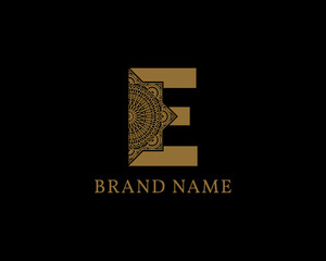 letter E mandala royal vintage decorative logotype