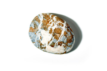 stones found on the beach photographed isolated on a totally white background