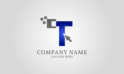 Obraz premium mouse click pixel digital letter T