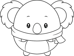Merry Christmas cute koala drawing sketch for coloring