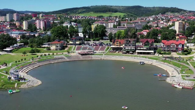 Aerial view of the recreational zone in the town of Namestovo in Slovakia