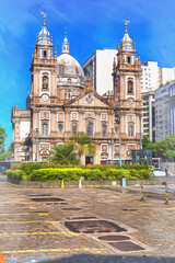 Obraz premium Nossa Senhora da Candelaria church colorful painting