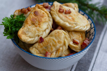Cheese and potatoes dumplings, Russian dumplings.