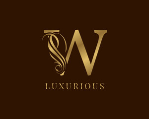 letter W vintage swirl royal alphabetic logo