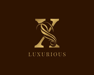 letter X vintage swirl royal alphabetic logo